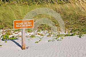 Keep off dunes sign in Florida