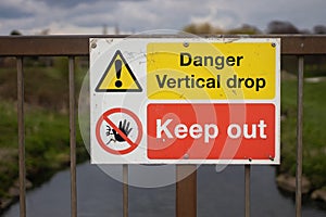 Keep out sign on the bridge