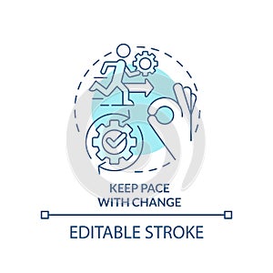 Keep pace with change turquoise concept icon