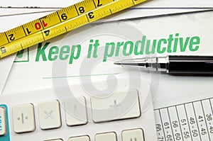 Keep it productive printed on a book