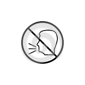 Keep quiet line icon, no speak prohibition sign