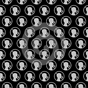 Keep quiet silent please sign seamless pattern on black