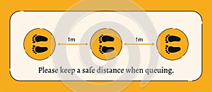 Keep a safe distance when queuing