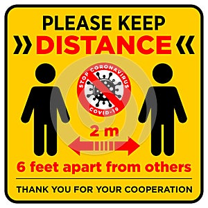 Keep safe social distance 2 m apart