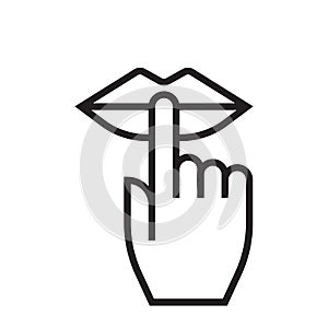 Keep silence and be quiet lips and finger no noise vector icon