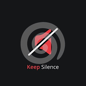 Keep silence symbol. Silent mode concept. Quiet please icon on white background. Vector