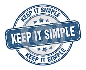 keep it simple stamp. keep it simple label. round grunge sign