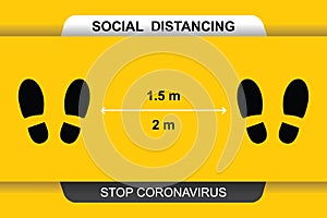 Keep your distance 1.5 or 2m. Social distancing avoiding vector image. Keep your distance in public to prevent coronavirus pandemi