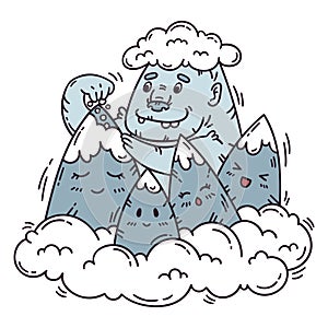 Keeper of the mountains. Isolated objects on white background. Vector illustration.