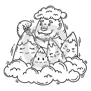 Keeper of the mountains. Isolated objects on white background. Vector illustration.