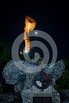 Keeper of the plains at night in Wichita Kansas