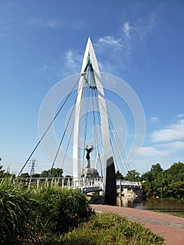 The keeper of plains , Pedestrian bridge Wichita Kansas view