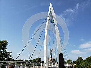 The keeper of plains , Pedestrian bridge Wichita Kansas view