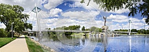 Keeper Of The Plains Statue and Bridge In Wichita Kansas