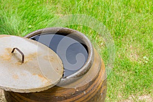 Keeping Rain water keeping in jar Thai culture home