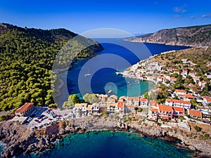 Kefalonia Assos Asos Village in Greece aerial photography from