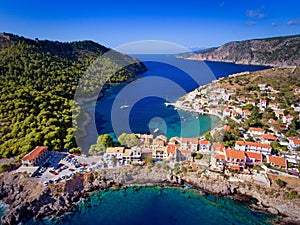 Kefalonia Assos Asos Village in Greece aerial photography from photo