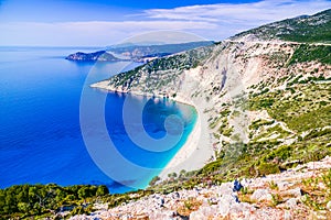 Kefalonia, Greece. Myrtos Beach - the most beautiful beach of the island, Greek Islands