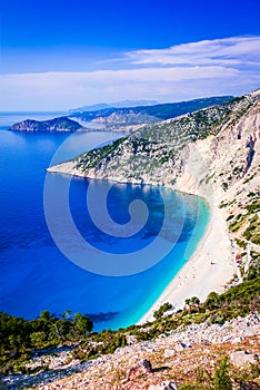 Kefalonia, Greece. Myrtos Beach - the most beautiful beach of the island, Greek Islands