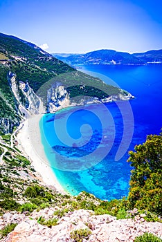 Kefalonia, Greece. Paralia Myrtos - the most beautiful beach of the Cephalonia island, Greek Islands