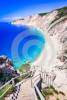 Kefalonia, Greece. Platia Ammos Beach, one of the beautiful beaches of the Greek Islands