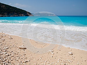 Kefalonia island, Greece. Beautiful view of Mirtos bay and b photo