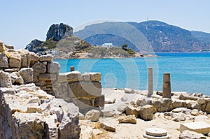 Ruins of Kefalos beach on Kos island, Greece photo