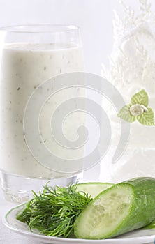 Kefir with cucumber and dill photo