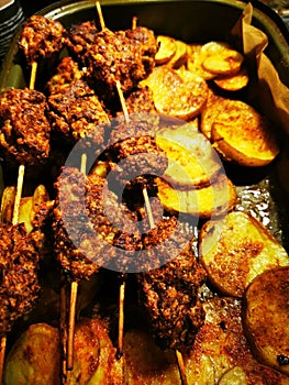 keftedes and potatoes