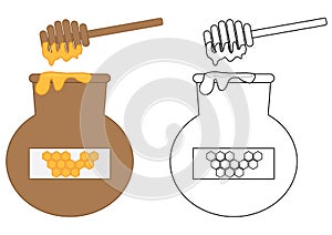 Keg of honey. Coloring page. Educational game for children.