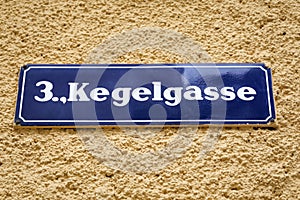 Kegelgasse Street Sign in Vienna, Austria