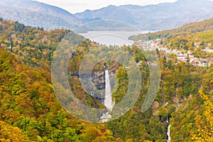 Kegon Falls and Chuzenji lake in autumn, Nikko, Japan