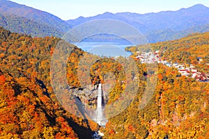 Kegon falls and Chuzenji lake in Autumn Season