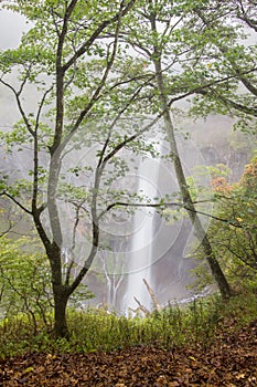 Kegon Falls in the mist,Nikko National Park near the city of Nikko,Tochigi Japan.
