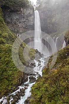 Kegon Falls in the mist,Nikko National Park near the city of Nikko,Tochigi Japan.