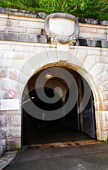 BERCHTESGADEN, GERMANY - AUGUST 06, 2019: Entrance to the tunnel that takes to the elevator to Eagle`s Nest, Germany. photo