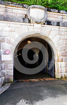 BERCHTESGADEN, GERMANY - AUGUST 06, 2019: Entrance to the tunnel that takes to the elevator to Eagle`s Nest, Germany. photo