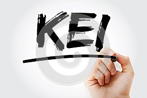 KEI - Keyword Effectiveness Index acronym with marker, business concept background