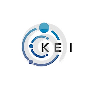 KEI letter technology logo design on white background. KEI creative initials letter IT logo concept. KEI letter design