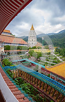 Kek Lok temple panorama of inner yard of biggest buddhist temple of Penang Malaysia