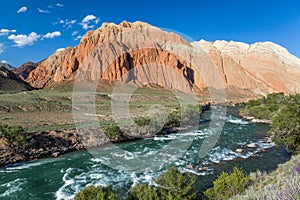 Kekemeren river and rock formations, Kyrgyzstan