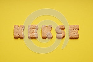 Kekse is the german word for cookies or biscuits spelled out with cookie letters or characters