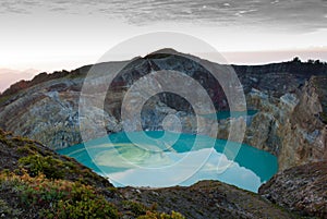 Kelimutu colored crater lake