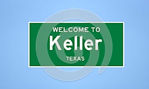 Keller, Texas city limit sign. Town sign from the USA.