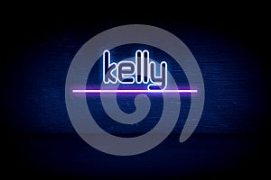 Kelly - blue neon announcement signboard