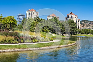 Kelowna Downtown Waterfront on Okanagan Lake Kelowna British Columbia Canada photo