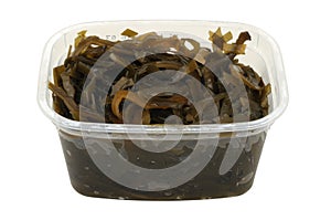 Kelp salad in a plastic pot