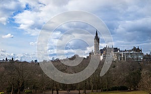 Kelvingrove Park in the spring time with University of Glasgow m