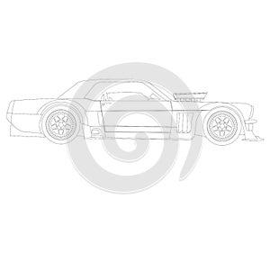 Ken Block Rally and Rallycross Driver Drift Car 1965 Ford Mustang Hoonicorn RTR graphic illustration