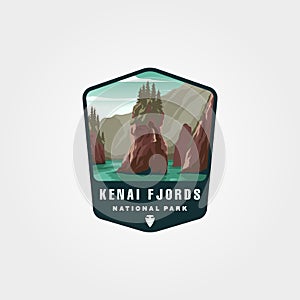 Kenai fjords national park vector patch logo illustration design